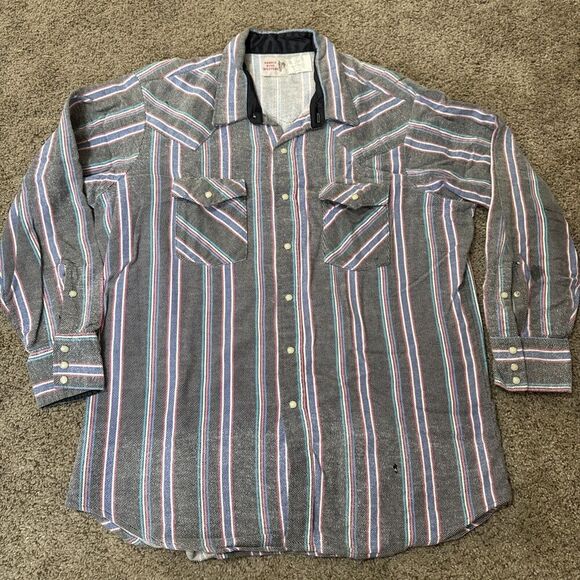 Vintage Saddle King Western Flannel Mens 2XL Flannel Pearl Snap Heavyweight XXL - Picture 1 of 11